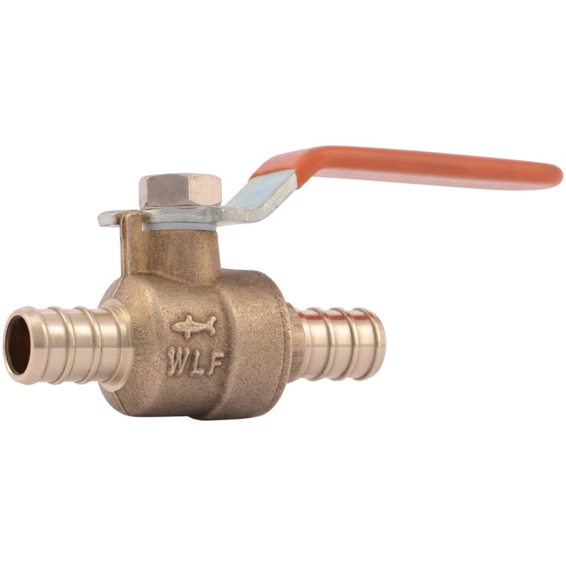 SharkBite 1/2 Inch Crimp Ball Valve, Brass Plumbing Fitting, PEX Pipe, PE-RT, 22461LFA - Image 1